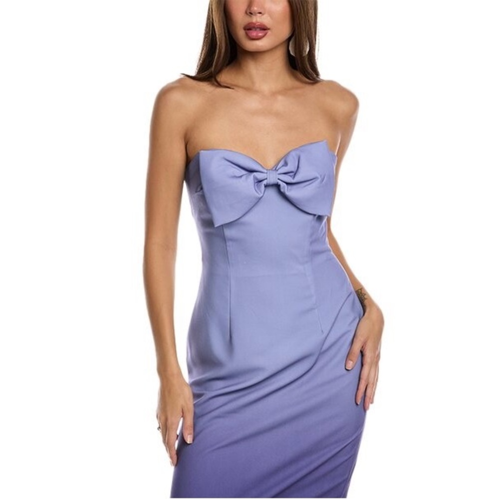 Rene Ruiz Purple Bow Strapless Mini Dress size 4 cocktail prom gown